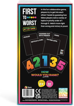 FIRST TO WORST After Dark Party Game – The Adult Card Game About How Your Friends & Family Rank Things | Funny Ranking & Guessing Board Game for Adults, Couples, Game Nights, Parties & Fun Gift Ideas