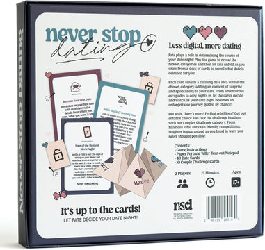 Never Stop Dating - The Ultimate Romantic Date Night Activity Game for Couples - Awesome Gift for Boyfriend, Girlfriend, Husband, Wife, Partner, Engagement or Anniversary. Keep The Spark Alive!