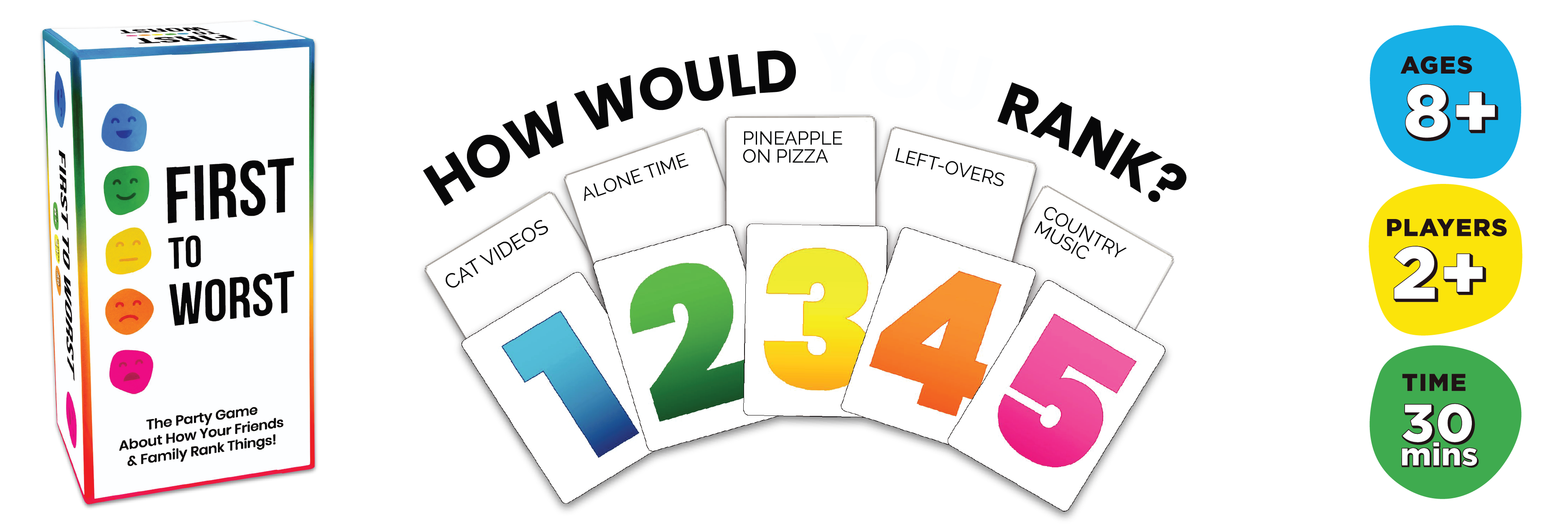 FIRST TO WORST Party Game – The Card Game About How Your Friends and Family Rank Things | Funny Ranking & Guessing Board Game for Friends & Family, Game Nights, Parties & Fun Gift Ideas