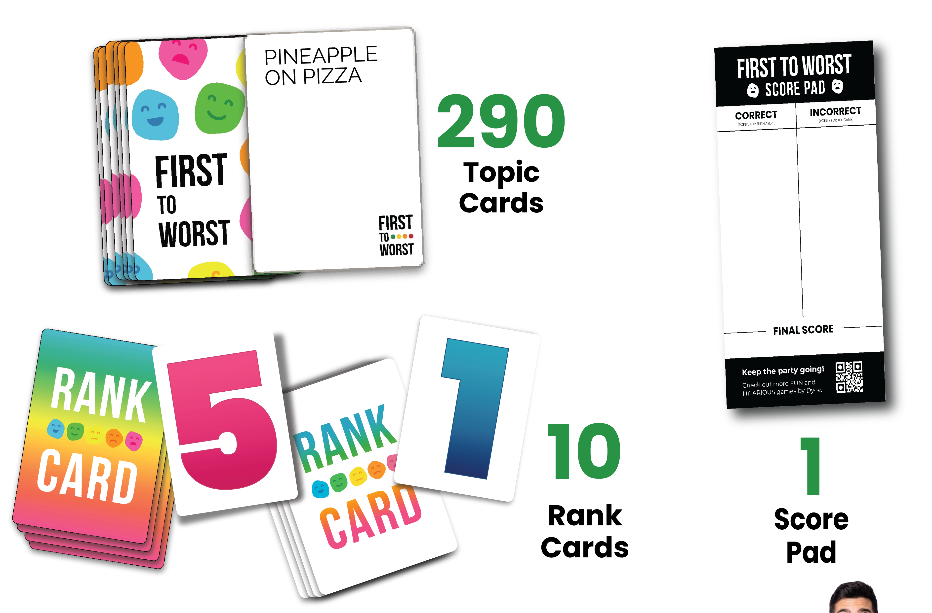 FIRST TO WORST Party Game – The Card Game About How Your Friends and Family Rank Things | Funny Ranking & Guessing Board Game for Friends & Family, Game Nights, Parties & Fun Gift Ideas