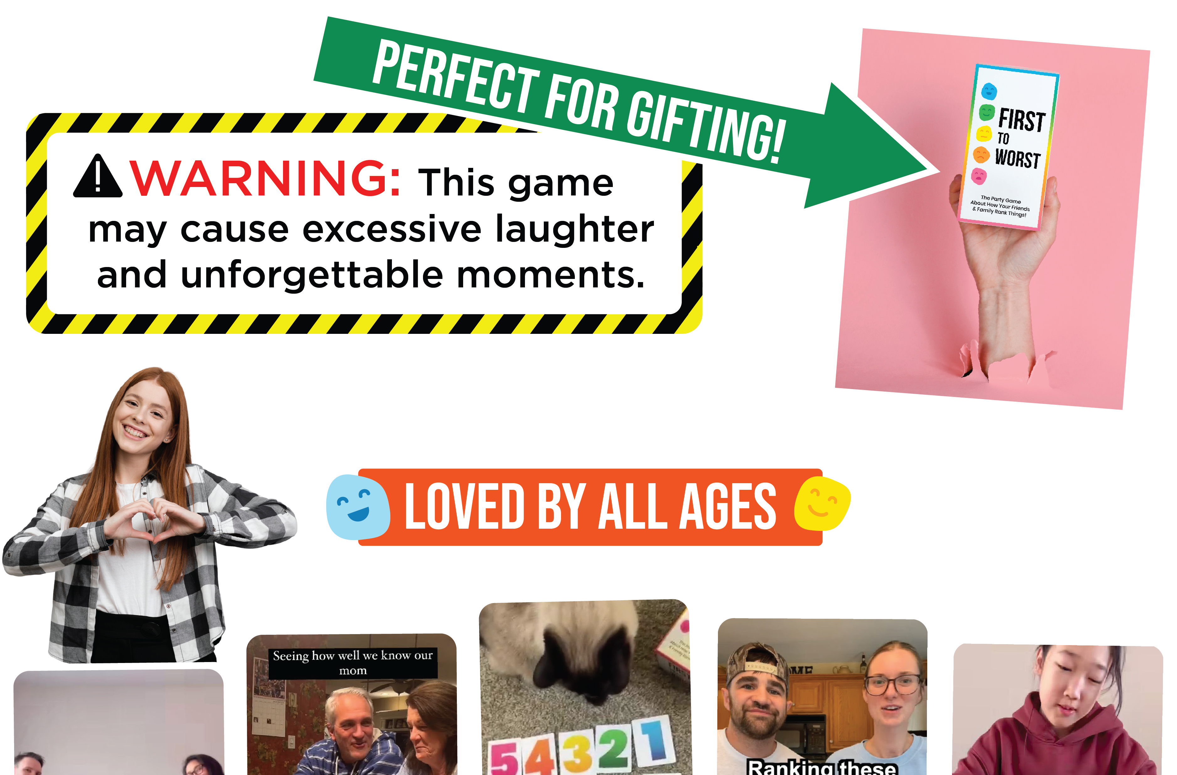 FIRST TO WORST Party Game – The Card Game About How Your Friends and Family Rank Things | Funny Ranking & Guessing Board Game for Friends & Family, Game Nights, Parties & Fun Gift Ideas